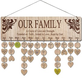 Birthday Gifts for Grandma, Wooden Family Birthday Tracker Calendar Board to Track Birthday, Mothers Day Birthday Gifts for Mom, Important Dates Reminder Plaque Wall Hanging for Mother Christmas Gift