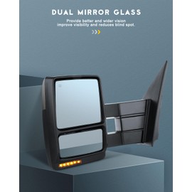 OCPTY Towing Mirrors Power Heated Left Driver Right Passenger Side Tow Mirrors Fit For 2004-2015For Ford For F-150 Pickup Truck With Turn Signal Light With Chrome Housing