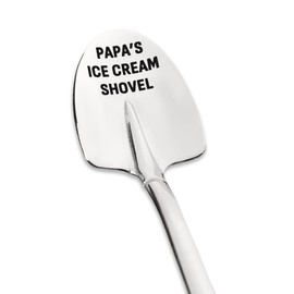 Papa Ice Cream Shovel Spoon Grandpa Papa Gifts for Birthday Christmas from Grandkids Granddaughter Grandson Grandpa Papa Ice Cream Related Gifts for Men Engraved Stainless Steel Spoon