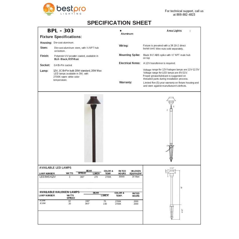 Low Voltage Landscape Small Hat Light in Black Finish