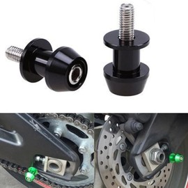 Akozon Swing Arm Spool 8 / 10 mm Motorcycle CNC Aluminium Alloy Swing Arm Spool Sliders Stand Swing Arm Bobbins (10 mm Black)