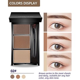 Kit De Maquillaje En Polvo Para Cejas - Paleta De 3 Colores, Polvo Para Cejas De Larga Duración Y Resistente Al Agua, Relleno De Cejas Marrón Oscuro/Claro, Rellena Y Define Cejas Completas Pa