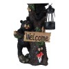 Climbing Black Bear Cubs Garden Light Welcome Statue Figurine Solar