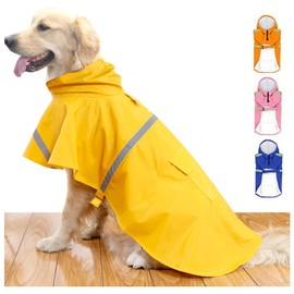 HAPEE Dog Raincoats for Large Dogs with Reflective Strip Hoodie,Rain Poncho Jacket for Dogs