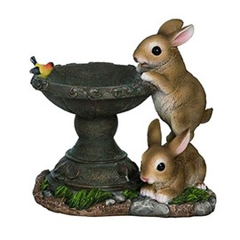 Valyria LLC Transpac A5967 Resin Bunny Bird Bath, 10.25-inch Length