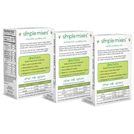 Simple Mixes Chocolate, Vanilla and Butterscotch Variety Pudding (Pack of 6)