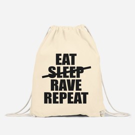 MoonWorks Cooler Techno Gym Bag, Eat Sleep Rave Repeat, Party Festival Bag Made of Sturdy Cotton, Gym Bag