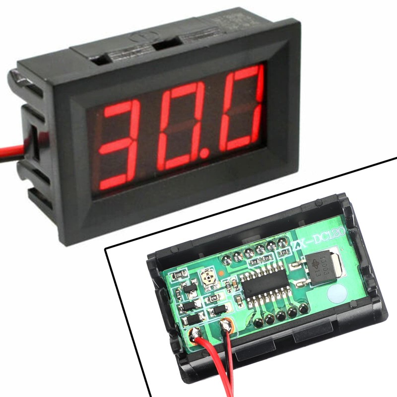 Artudatech 5pcs Dc5-120V 0.56" 2-Wire Digital Display Panel Voltmeter Bolt