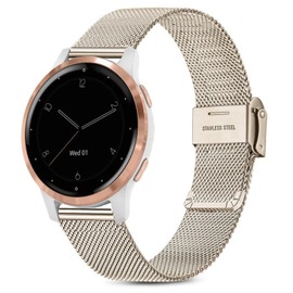 Issinlky Bracelet for Garmin Vivoactive 4S/Venu 2S/Venu 3S/Vivomove 3S, 18mm Bracelet Stainless Steel Metal for Fossil Women Gen 6/Fossil Women's Gen 5E/Fossil Women's Q Venture HR Gen 4/Gen 3