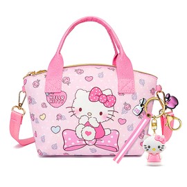 Girls' Handbag, Handbag for Children with Adjustable Strap, Cat Cartoon Crossbody Handbags with Kitty Keyring, Children's Handbag, Children's Purse, Suitable for Girls, Pink