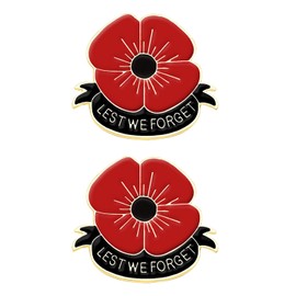 weijin 2 PCSPoppy Brooches Remembrance Day Breastpins，Lest We Forget Poppy Flowers Brooches Pins Breastpin Remembrance Sunday Red Flower Rhinestone Badges Banquet Enamel Poppy Lapel