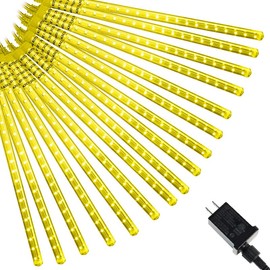 VMANOO Christmas Lights Outdoor, 640 LED 16 Tube 50 CM Meteor Shower Rain Lights, Plug in Falling Icicle Lights Christmas Decoration for Xmas Tree Yard House Décor (Warm White)