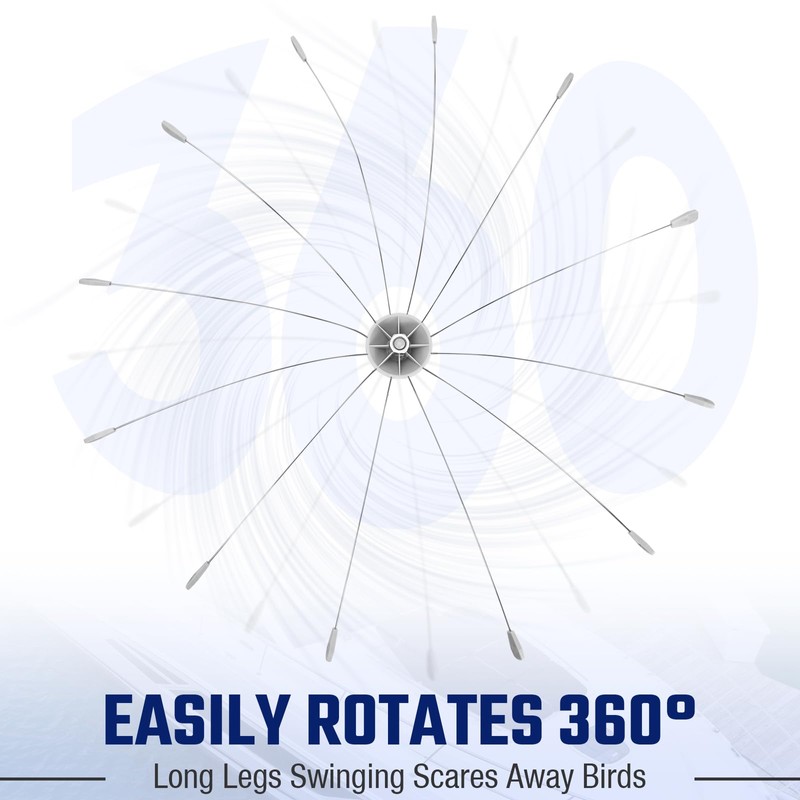 Salcod Bird Deterrent Outdoor 360° Wind-Powered Spinning Device, Stainless Steel