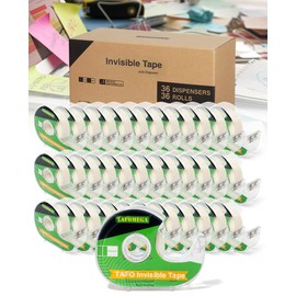 Invisible Tape Bulk - 36 Packs Writable Transparent Tape Frosted Gift Wrap Tape - Gift Wrapping Tape with Dispenser-7/10 X 1000 Inches Tape for School Office Craft Job