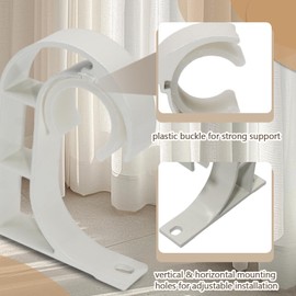 suiwotin 4 Pack Ceiling Curtain Rod Brackets, Aluminum Alloy Ceiling Mount Hooks for 1" Drapery Rods, Curtain Pole Supports Holders for Bedroom Living Room (White)