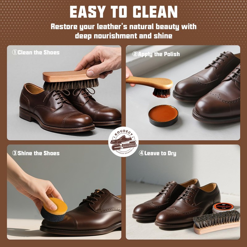 Koudecy Shoe Shine Kit for Men & Women, 16Pcs Black
