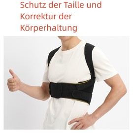 Generic Back Posture Corrector Posture Correction Strap for Men - Adjustable and Breathable Straight Posture Trainer Dark Back Stabiliser Black