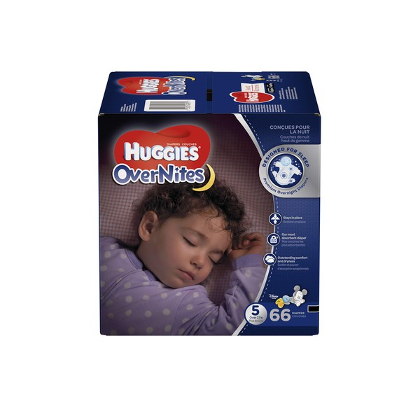 HUGGIES OverNites Diapers, Size 5 (27 lb) , Overnight Diapers, Giga Jr Pack, 66 Count