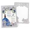 DORIS HOME 50Pcs Glitter Silver Butterfly Quinceanera Invitations, 5" x