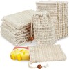 50 soap bags mesh exfoliating, 100% natural sisal soap pouch,
