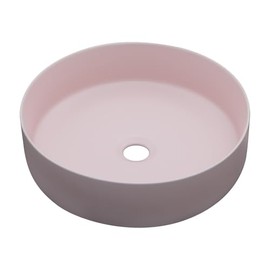 15.75"x15.75" Pink Ceramic Vessel Sink – Modern Luxury Design, Stain-Resistant Durability, Elegant Above-Counter Bathroom Upgrade for Homeowners & Interior Designers