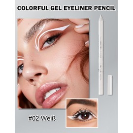 Jutqut Gel Eyeliner Mat, White Waterproof Eye Pencil, Waterproof Long Lasting Liner Stick, Eyeliner Pen Smudge-proof Tattoo, Cream Smooth Metallic Eyeshadow Pen, Waterproof Eyeliner for Women