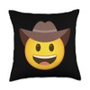 Emoticon Cowboy Hat Face Throw Pillow