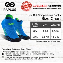 PAPLUS No Show Compression Socks for Men and Women, Low Cut Running Ankle Socks with Arch Support for Plantar Fasciitis, Cyling, Athletic, Flight, Travel, Nurses