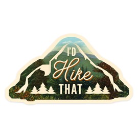 Die Cut Sticker I'd Hike That, Mountains, Sentiment, Contour Vinyl Sticker 1 to 3 inches (Waterproof Decal for Cars, Water Bottles, Laptops, Coolers), Small