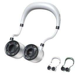 HiBOMASOON Neck Fan, 1-100 Speeds Bladeless, 1500mAh Battery, Hands-Free Portable, USB-C Fast Charge, 0.53lb Ultra Lightweight & 360°Foldable, Ideal for Travel/Office/Gifts (WHITE)