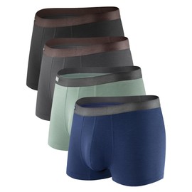DAVID ARCHY Mens Trunks Underwear Soft Breathable Rayon Made from Bamboo Trunk No Fly Pouch 4-Pack M 2.5''