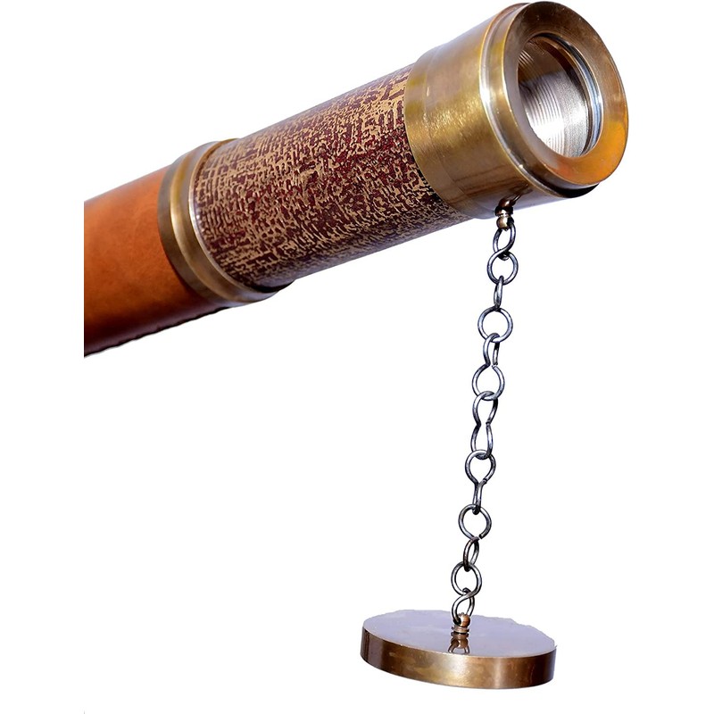 Single Barrel Antique Brass with Brown Leather On Center Marine