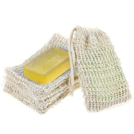 Ajcotahm 6 Pack Soap Bag Natural Cotton Linen Soap Pouch for Shower Bath Foaming Exfoliating (9 X 13 Cm, Beige)