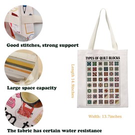 Quilting Blocks Tote Bag Quilting Knowledge Canvas Bag Quilt Retreat Gift Sewing Crafting Gift Sewing Life Gift For Quilter (QuiltBlocksTS-CA)
