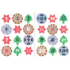 Advent Stickers 1-24 Festive DIY Numbers Christmas Advent Calendar Xmas Crafts DIYT512