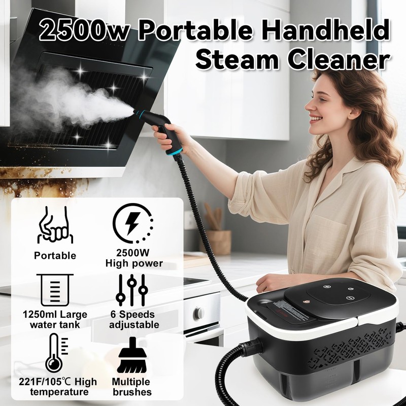 Steam Cleaner, 2500W Portable Handheld Steamer for Cleaning, Large Capacity