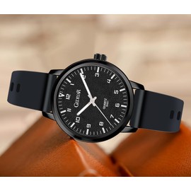 RUYEOOK Fashion Quartz Wrist Watch, Waterproof Analog Display, Rubber Silicone Bands, Easy Read Dial, Casual Sport Style Minimalist Watch for Women Ladies Teachers Students (W681-black)