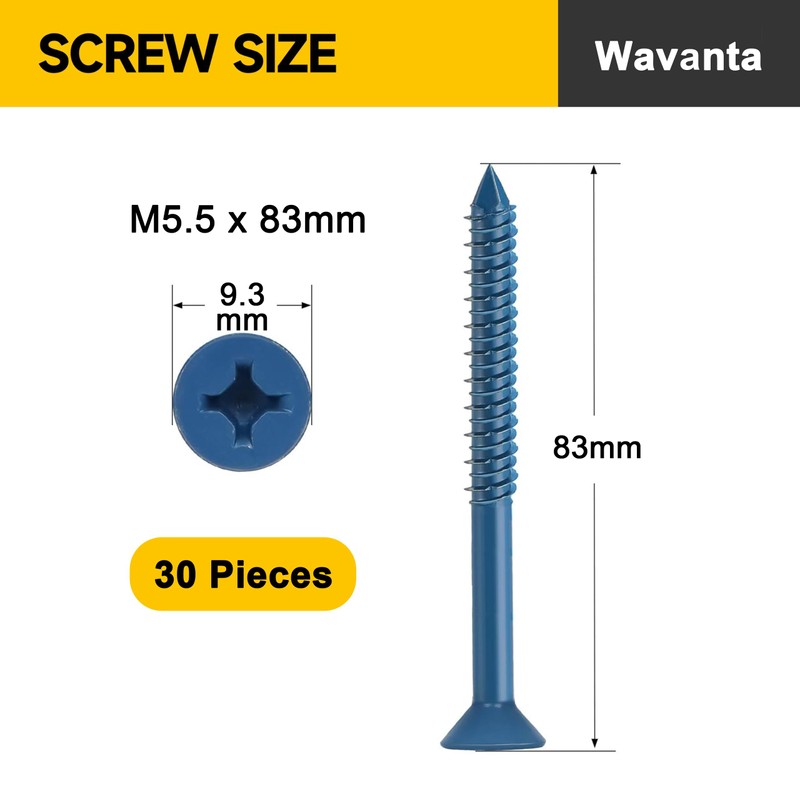 Wavanta 30Pcs M5.5 x 83mm Concrete Screws Anchor, Blue Flat