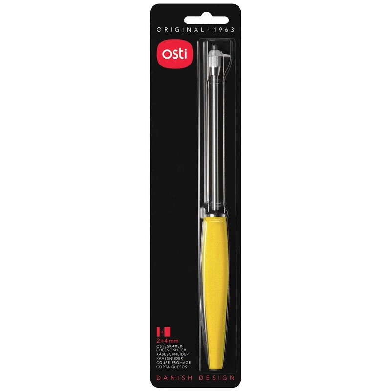 Osti 123 Original cheese slicer in stainless steel with yellow
