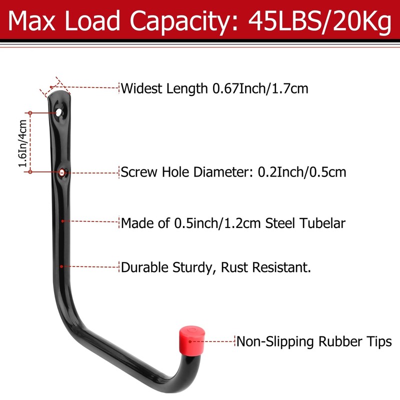 Garage Storage Hooks, 17cm Heavy Duty Wall Hooks for Organizing
