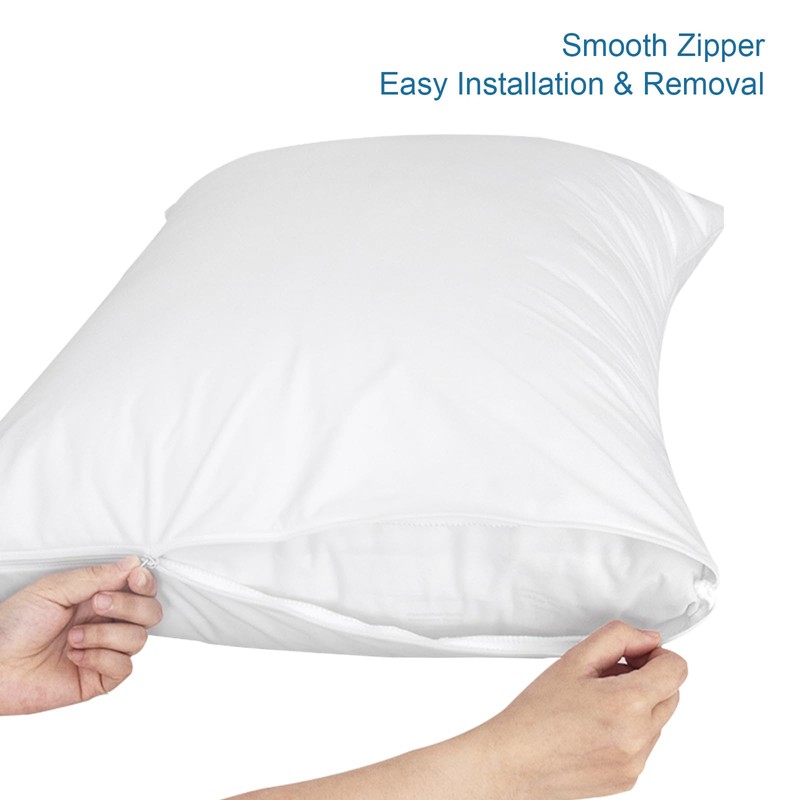 4 Pack Pillow Protectors with Zipper Standard Size Breathable &