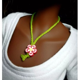 Kyle Lefort 1/3 Scale Smart Doll Sized Red & White Clay Flower Pendant Necklace