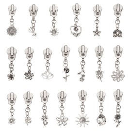 Cheriswelry 20pcs Flower Metal Zipper Pull Replacement Zippers Sliders for Jackets Handbags Backpacks Alloy Replacement Zipper Sliders for DIY Craft Bag Luggage Clothing Wallet Costume