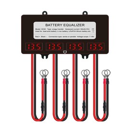 ANGUI HC02 Battery Equalizer 4PCS Batteries DC Inverter 10A Current Active Voltage Balancer Li li-ion Lead Acid Battery Connect LED Display (4 X 12V)