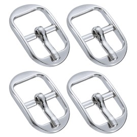 sourcing map Metal Roller Buckle, 4Pcs 0.51 Inch Single Prong Belt Buckle Oval Center Bar Buckles for Leather Craft Accessories Belt, Silver White