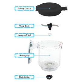 Replacement Stirring Cup & Blade with Steaming Basket for EVLA'S Baby Food Maker - Dark Gray