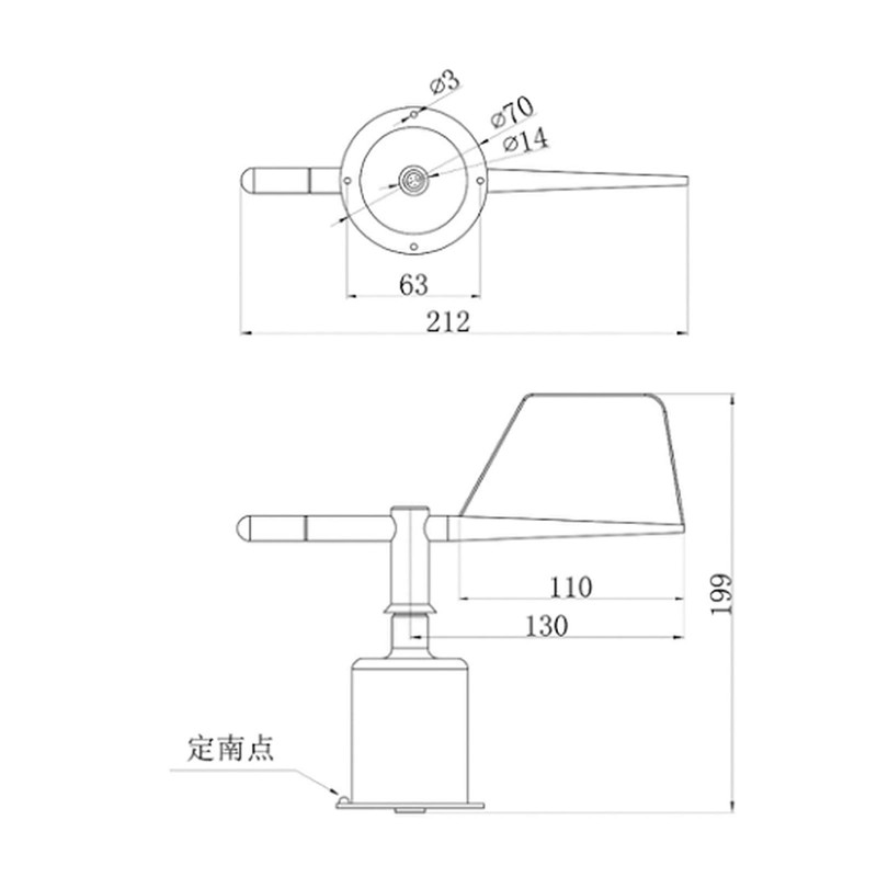 Natudeco Wind Direction Sensor, Aluminium Alloy, Wind Speed and Direction