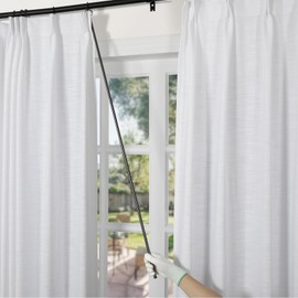 TWOPAGES 1 Pack-45 inch Curtain Pull Wand-Iron Curtain Pull Rod-Strong Drapery Pull Rod for Opening and Closing Curtains, Black