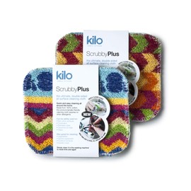 Kilo Scrubby Plus-Non-Scratch Scourer with Delicate Cleaning Cloth Side, Multi-Purpose-Set of 2, Colour, One Size