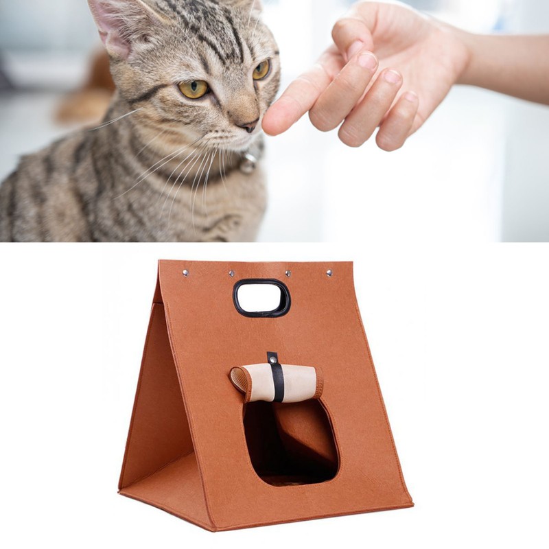 Felt Cat House Removable Washable Folding Integrated Felt Cat Sleeping